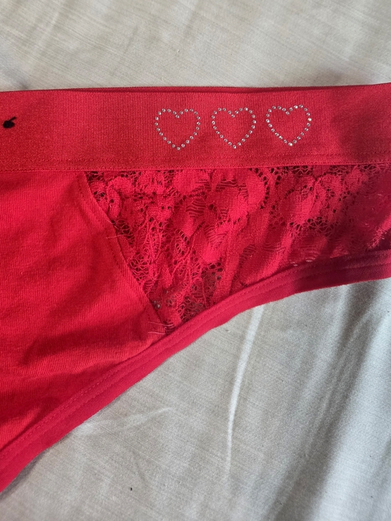 torrid Other - Women’s Red Lace Thong Panty with Heart Rhinestones